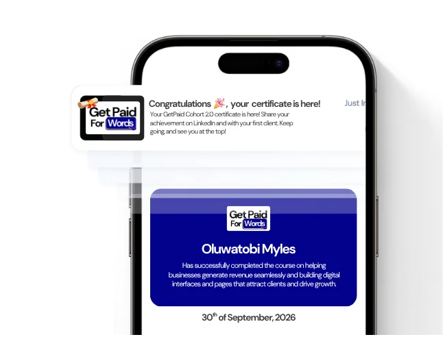 Certificate of completion, issued in your name